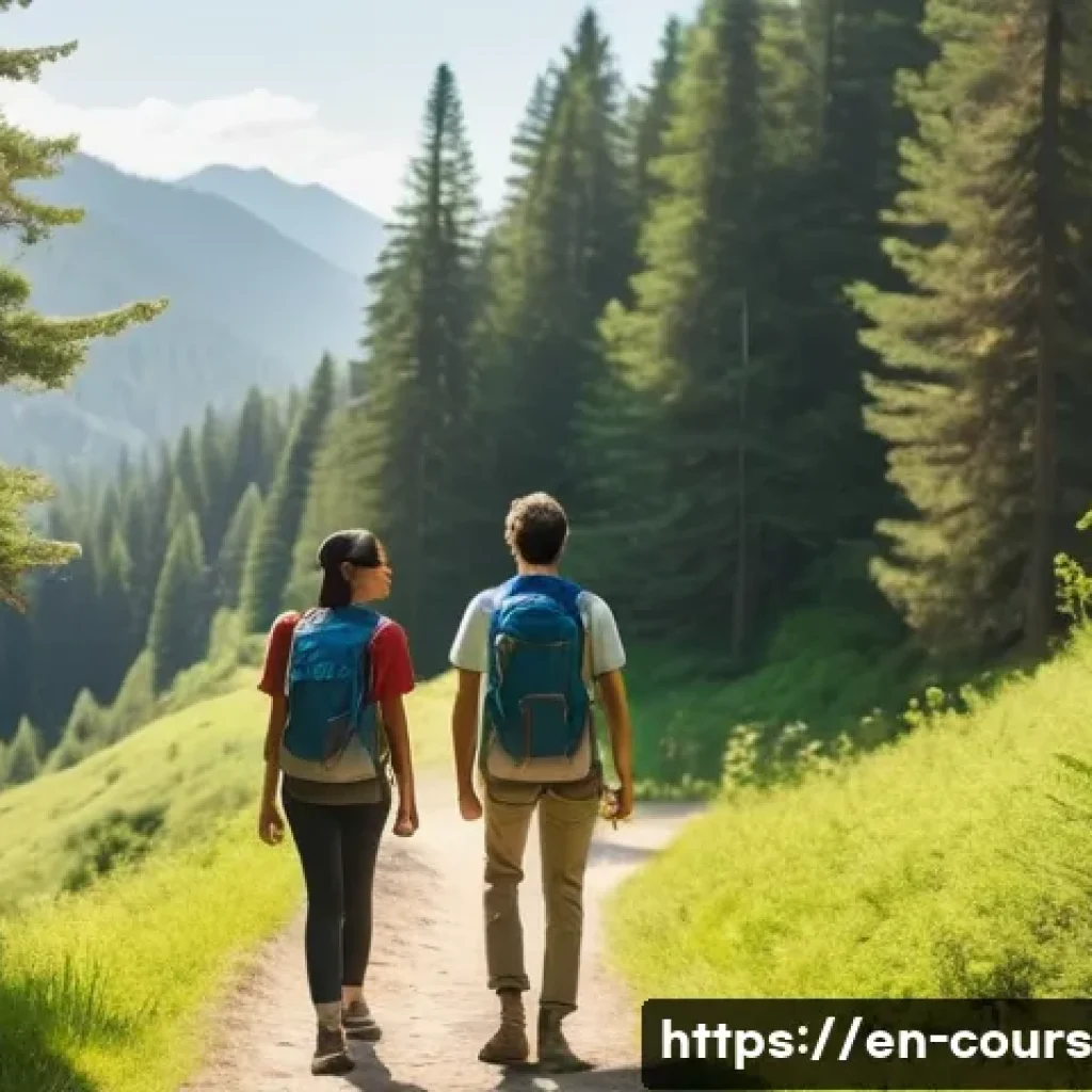 야외 체험을 통한 사회적 기술 개발 - **Prompt:** A diverse group of young adults, aged late teens to early twenties, are on a scenic hiki...